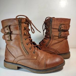 I.D Required brown hobo chic lace up zipper boots size 8M